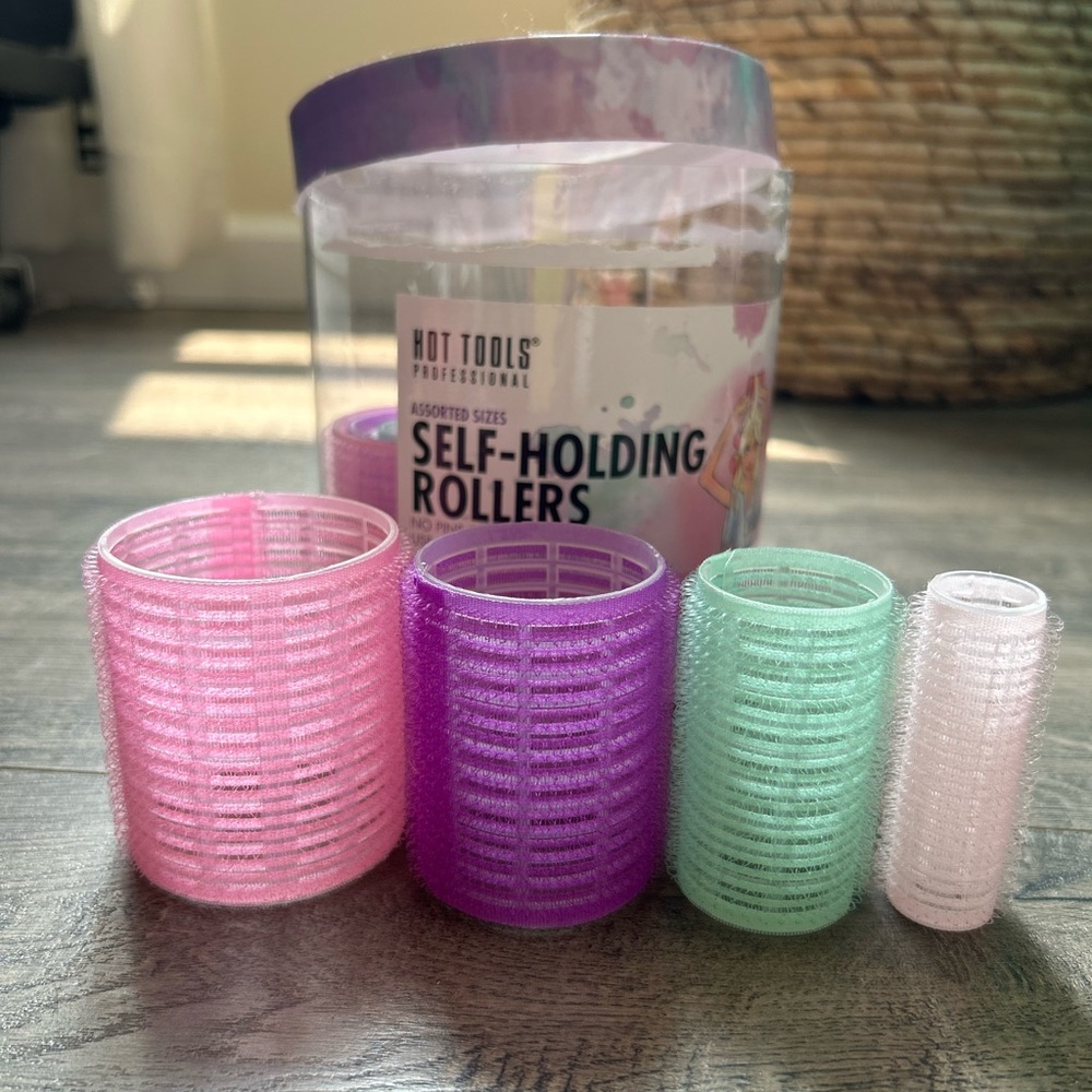 Pink and Purple Self-Holding Hair Rollers for Effortless Styling